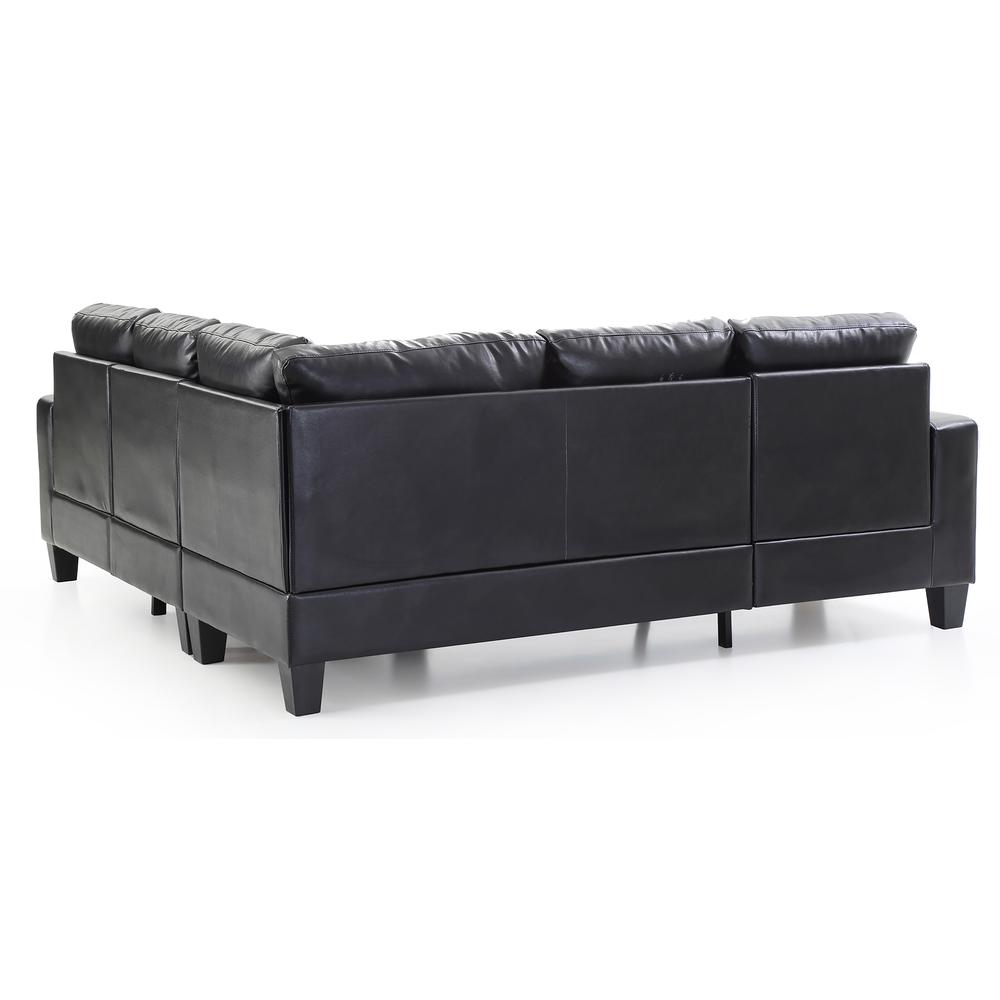 Newbury 82 in. W 2-piece Faux Leather L Shape Sectional Sofa in Black. Picture 3
