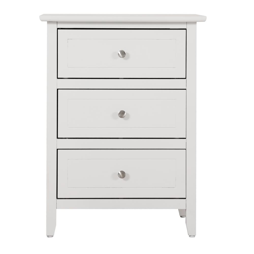 Daniel 3-Drawer White Nightstand (25 in. H x 15 in. W x 19 in. D). Picture 1