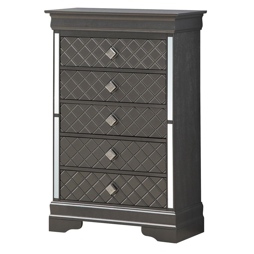 Verona Metalic Black 5-Drawer Chest of Drawers (31 in. L X 16 in. W X 48 in. H). Picture 2