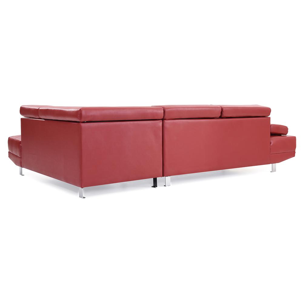 Riveredge 109 in. W 2-piece Faux Leather L Shape Sectional Sofa in Red. Picture 3