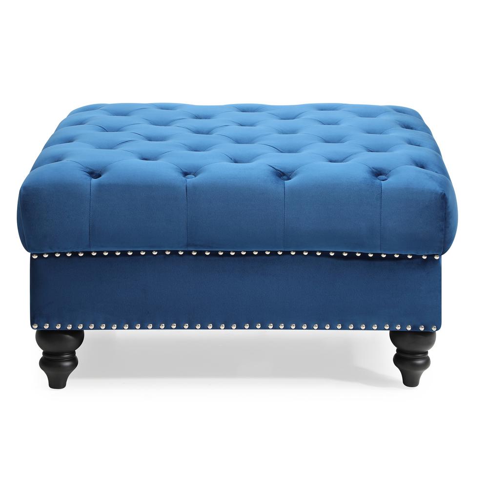 Nola Navy Blue Tufted Ottoman. Picture 1