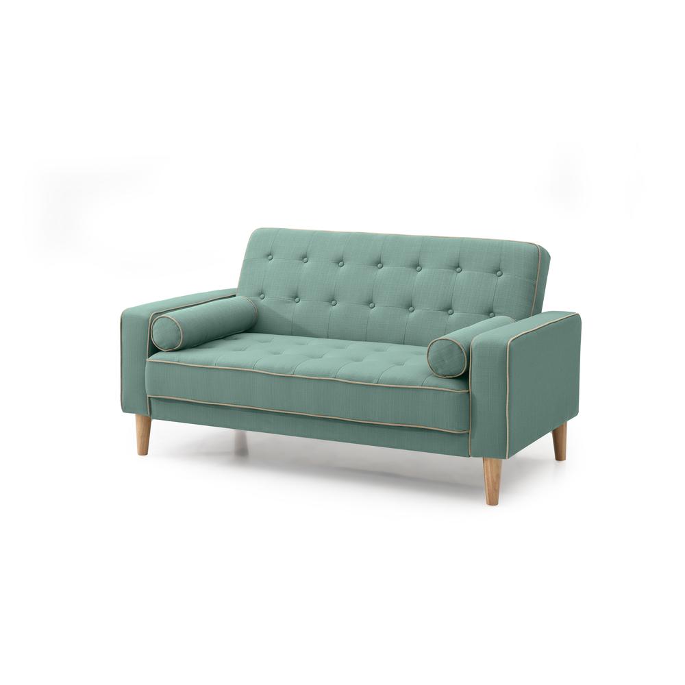 Andrews 60 in. W Flared Arm Polyester Straight Sofa in Teal. Picture 2