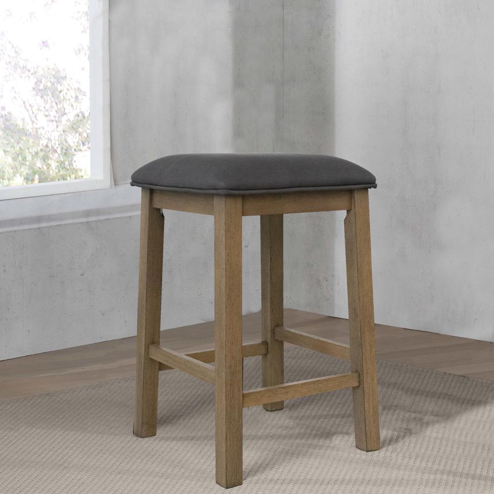 Saunders 25.5 in. Desert Brown Backless Bar Stool with Fabric Padded Seats (Set of 2). Picture 4