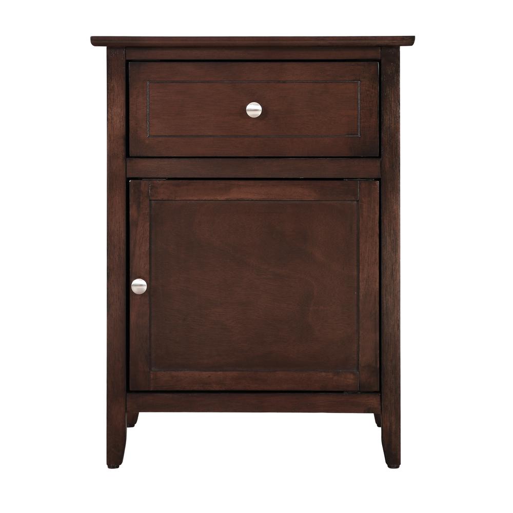 Lzzy 1-Drawer Cappuccino Nightstand (25 in. H x 15 in. W x 19 in. D). Picture 1