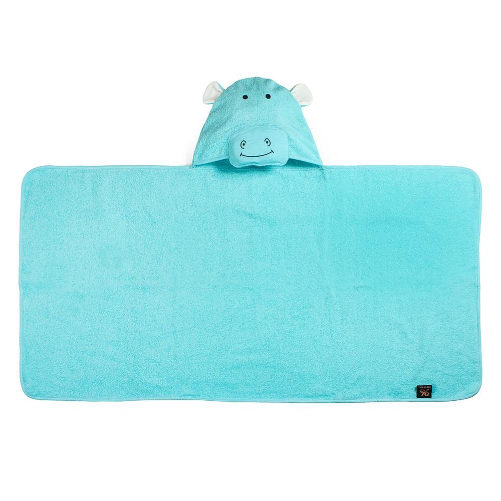 Kids Bath Collection 27" x 54" Cotton Hippo Hooded Bath Towel. Picture 5