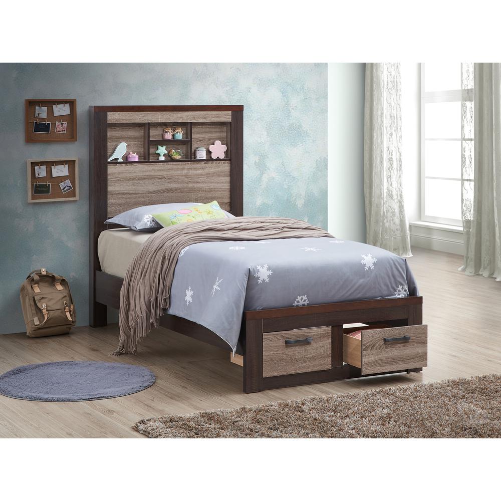 Magnolia Gray and Brown Twin Panel Bed. Picture 6