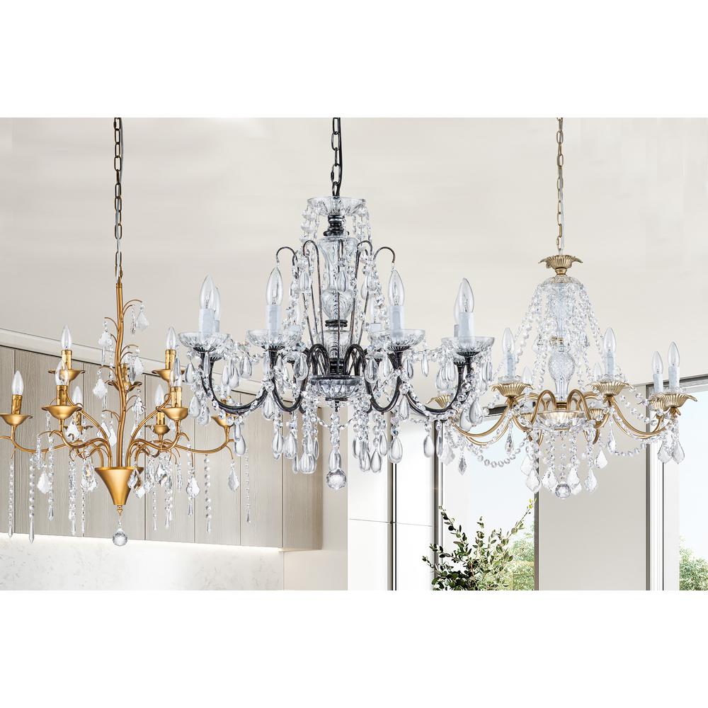 Eudora 8-Light Country/Cottage Crystal Chandelier Brushed Silver Champagne. Picture 7