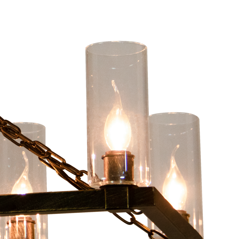 Kitchen Island Chandelier Light w/ Glass Lamp Shades (8 Bulb) Matte Black Steel. Picture 4