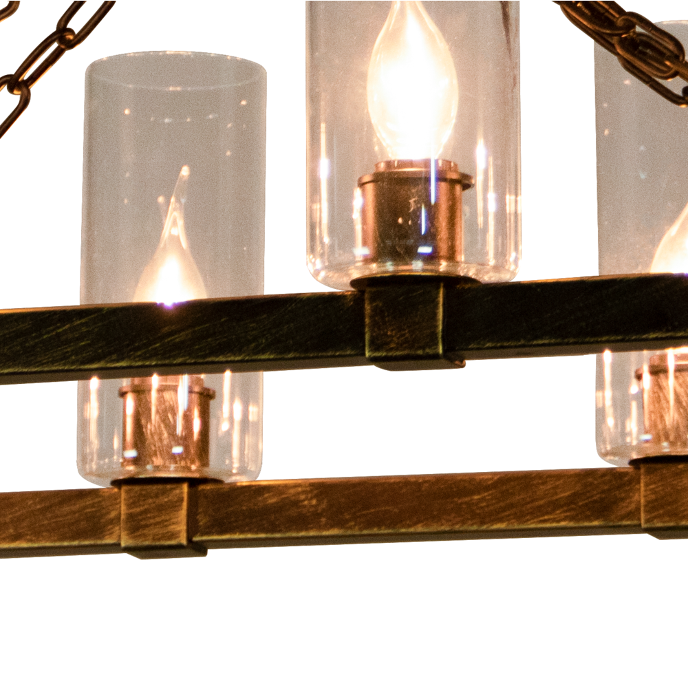 Kitchen Island Chandelier Light w/ Glass Lamp Shades (8 Bulb) Matte Black Steel. Picture 6