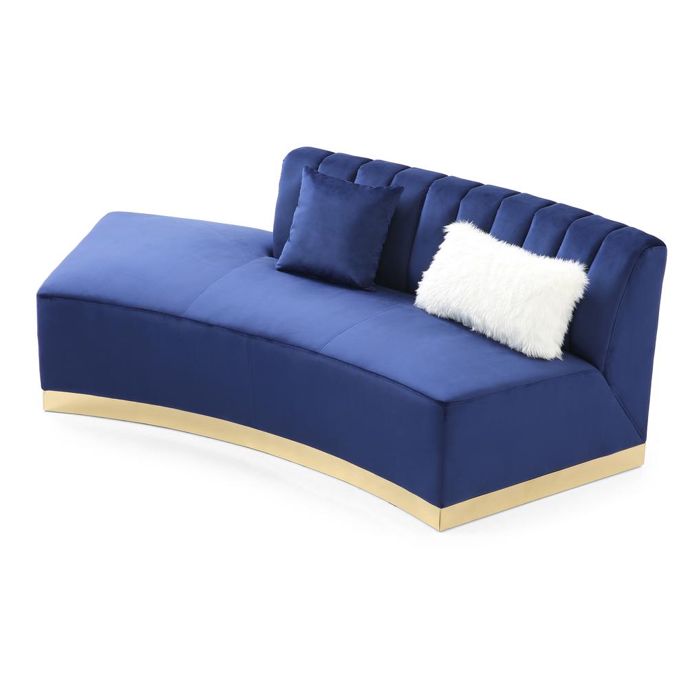 Brentwood 89 in. W Armless Velvet Curved Sofa in Blue, PF-G0432-SCH. Picture 3