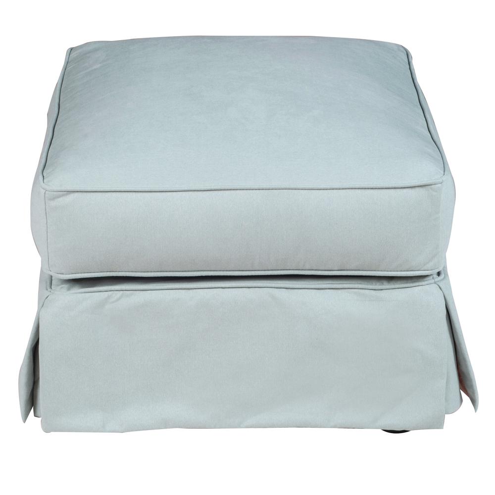 Horizon Aqua Blue Upholstered Pillow Top Ottoman. Picture 3