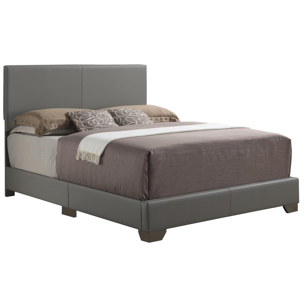 Aaron Light Grey Upholstered King Panel Bed. Picture 1