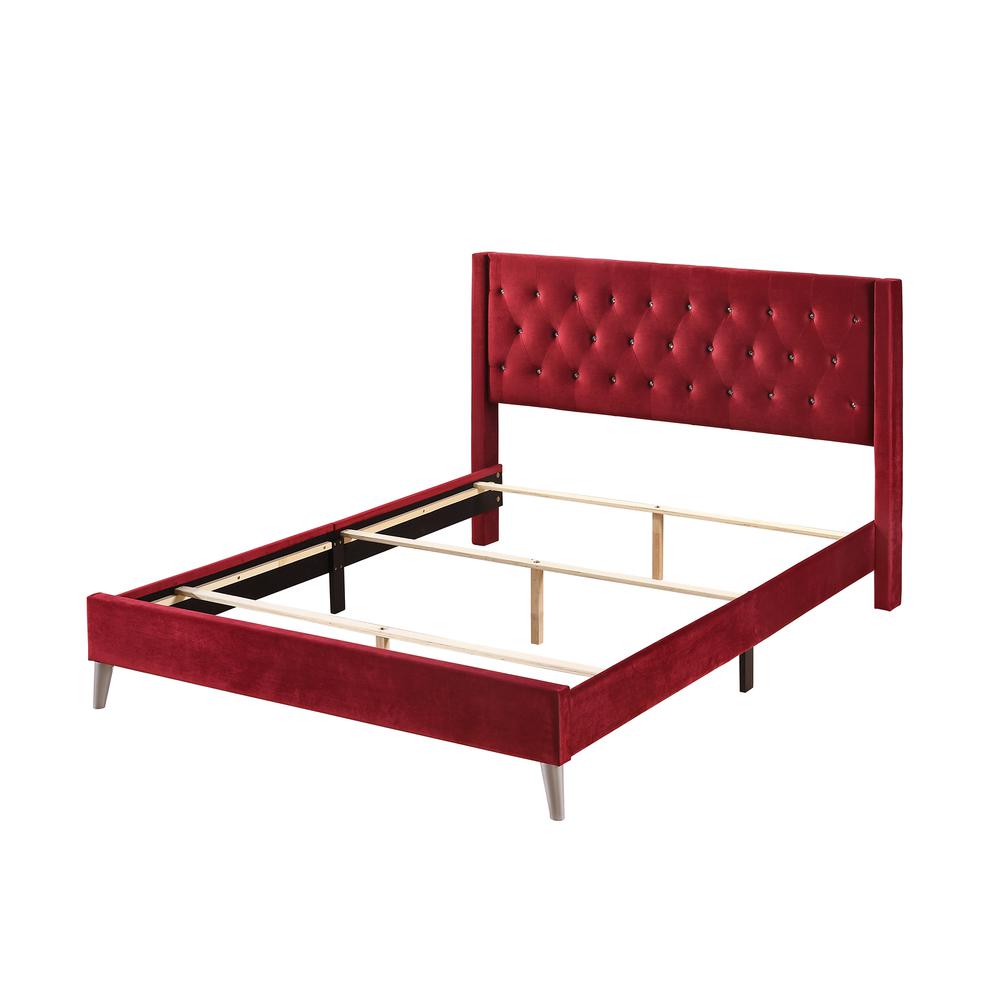 Bergen Cherry King Tufted Panel Bed. Picture 4