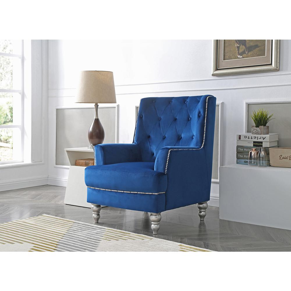 Pamona Navy Blue Upholstered Accent Chair. Picture 5