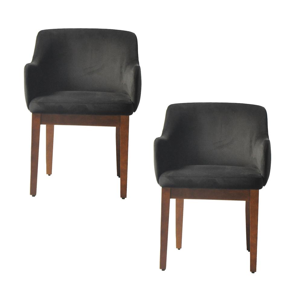 Nuts Harmony Black Upholstery Dining Chair with Conic Legs (Set of 2). Picture 1