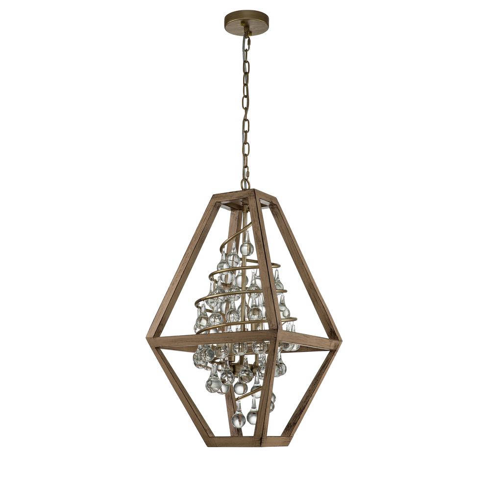 Mildred Farmhouse wooden 3-Light 15" Wide Rustic Chandelier. Picture 1