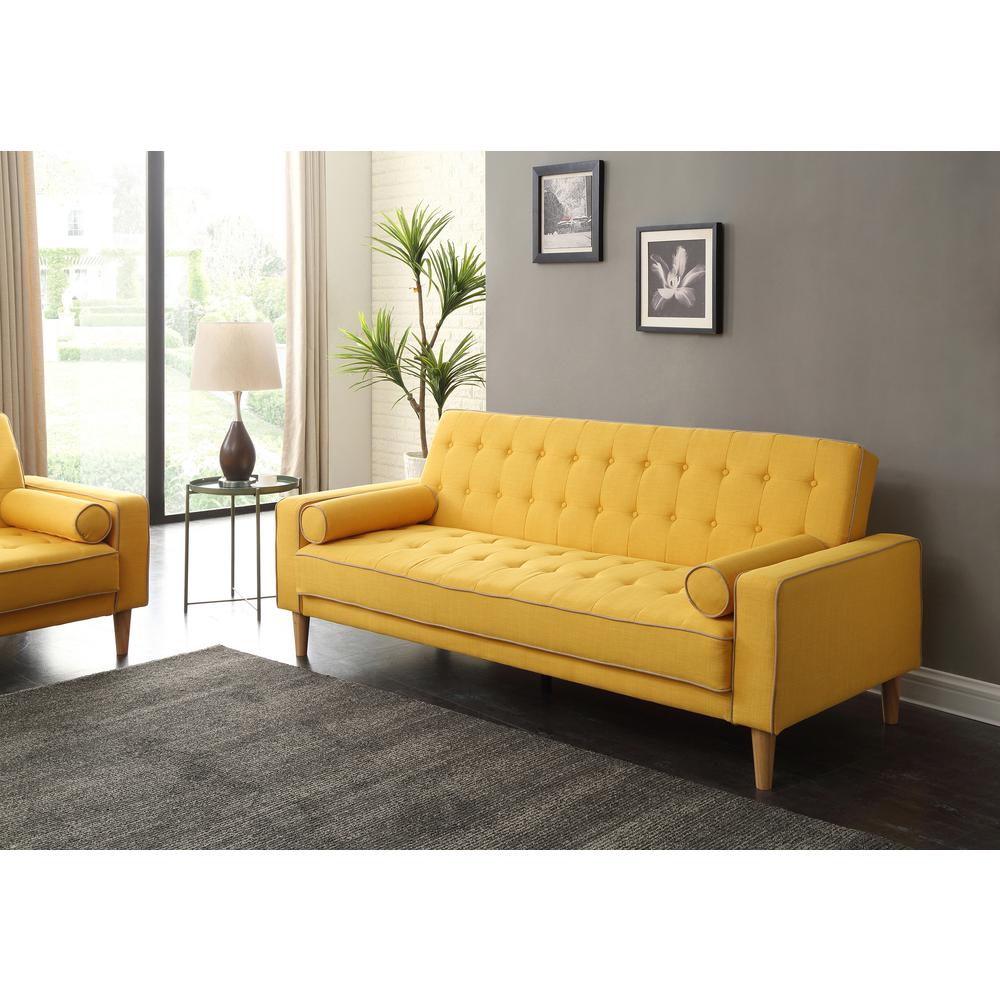 Andrews 85 in. W Flared Arm Polyester Straight Sofa in Yellow. Picture 5