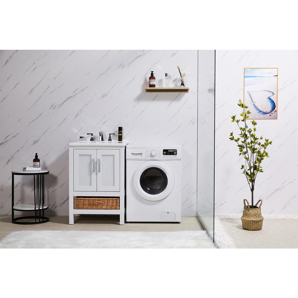 24 in. x 34 in. White Engineered Wood Laundry Sink with a Basket Included. Picture 9