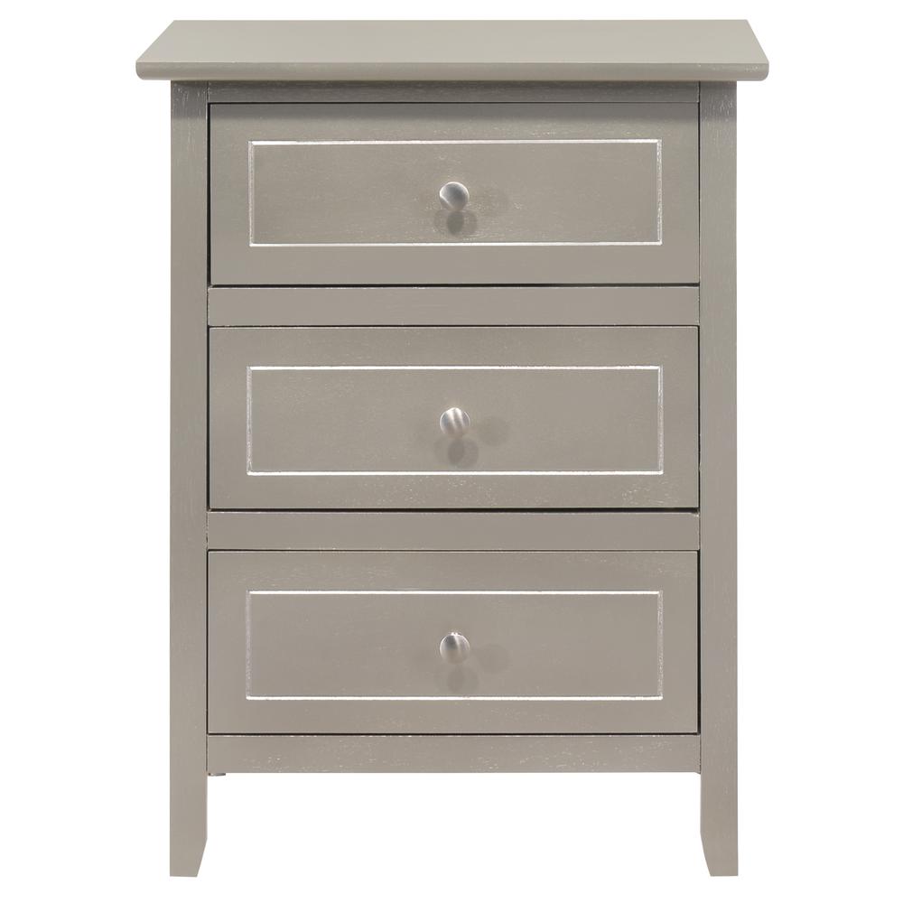 Daniel 3-Drawer Silver Champagne Nightstand (25 in. H x 15 in. W x 19 in. D). Picture 1