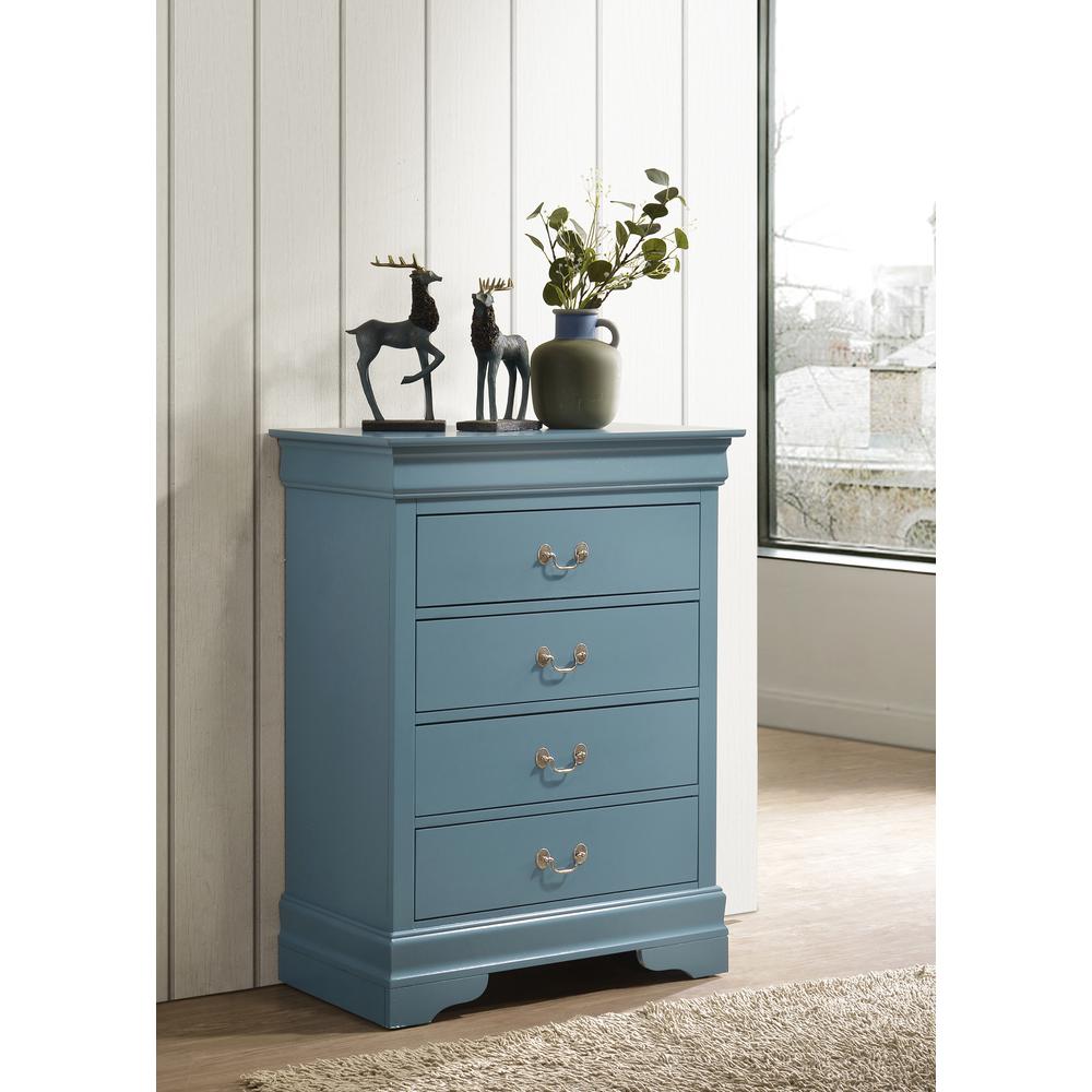 Louis Phillipe Teal 4 Drawer Chest of Drawers (31 in L. X 16 in W. X 41 in H.). Picture 5