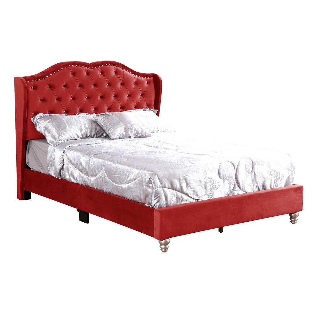 Joy Jeweled Cherry Tufted King Panel Bed. Picture 1