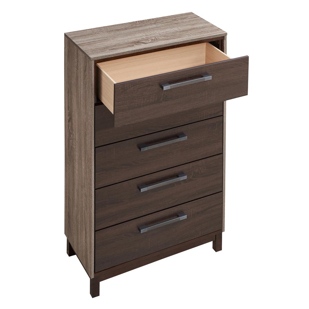Magnolia Brown 5 Drawer Chest of Drawers (30.2 in L. X 15.5 in W. X 52.5 in H.). Picture 5