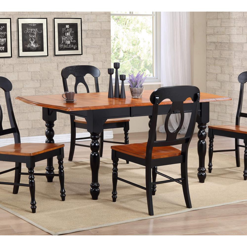 Oak Selections 36 in. Rectangle Distressed Antique Black with Cherry Wood Dining Table (Seats 8). Picture 6
