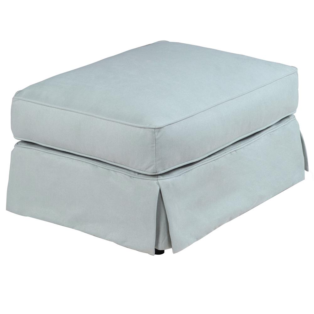 Horizon Aqua Blue Upholstered Pillow Top Ottoman. Picture 2