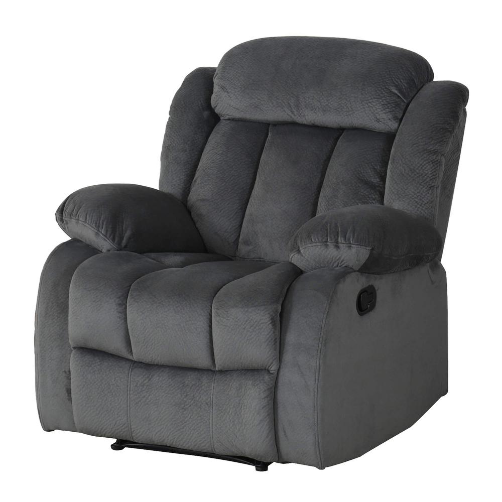 Madison Charcoal Gray with Blue Reclining Chair. Picture 1