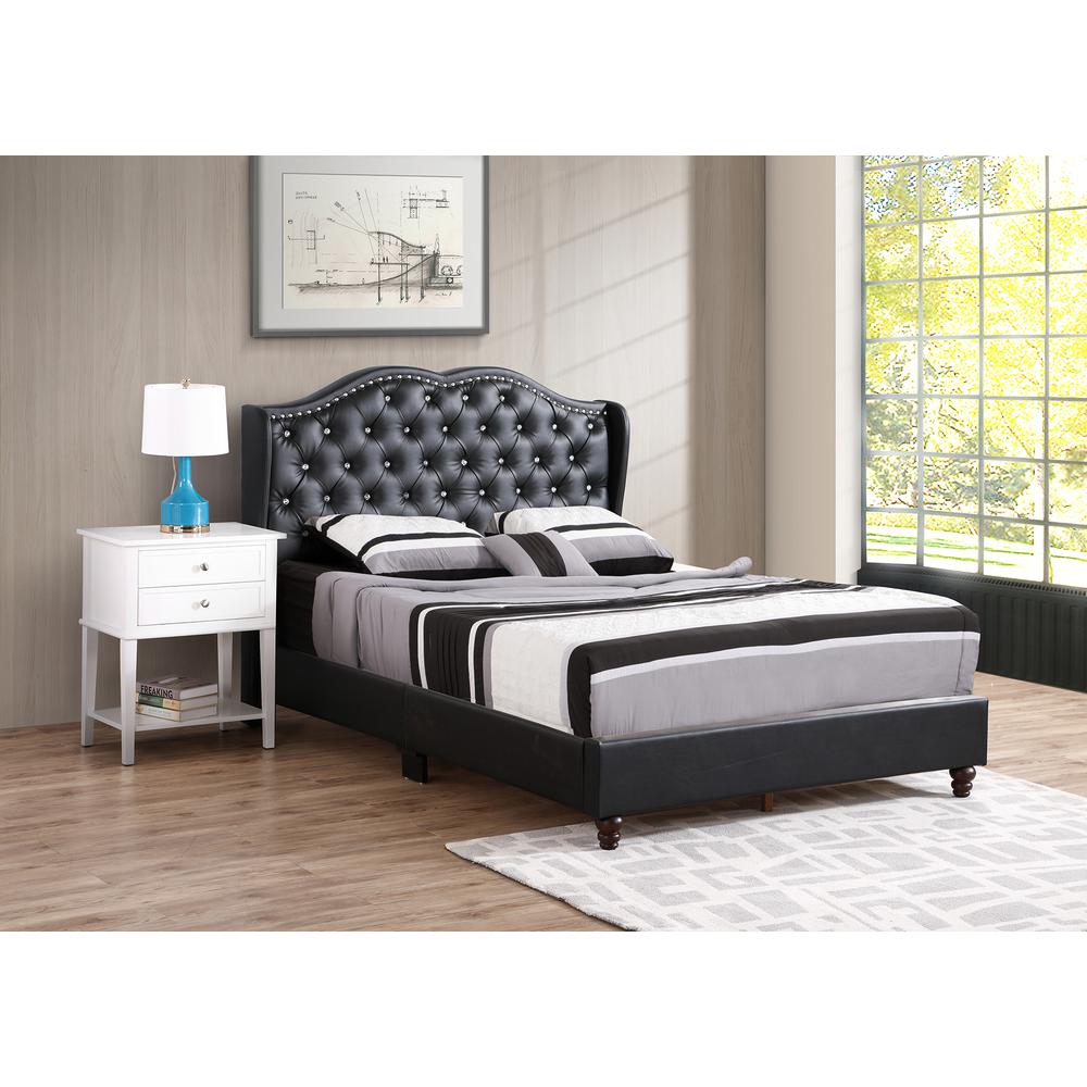 Joy Jewel Black Tufted Full Panel Bed. Picture 7