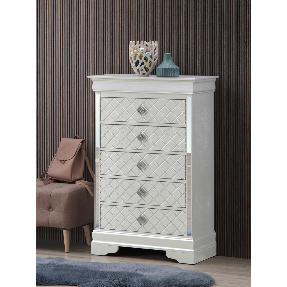 Verona Silver Champagne 5-Drawer Chest of Drawers (31 in. L X 16 in. W X 48 in. H), PF-G6700-CH. Picture 8