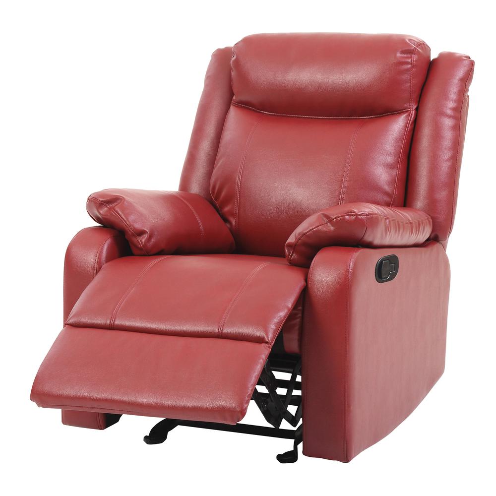 Ward Red Reclining Accent Chair with Pillow Top Arm. Picture 2