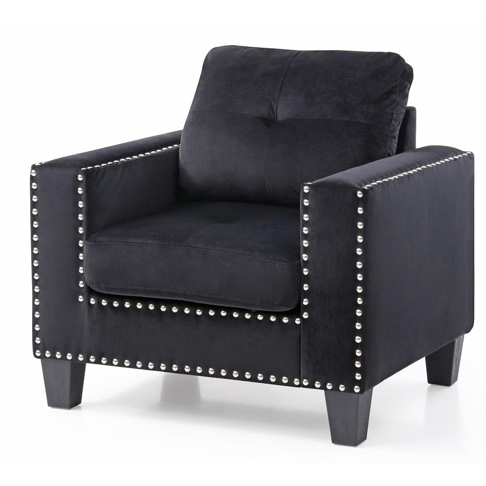 Nailer Black Upholstered Accent Chair. Picture 2