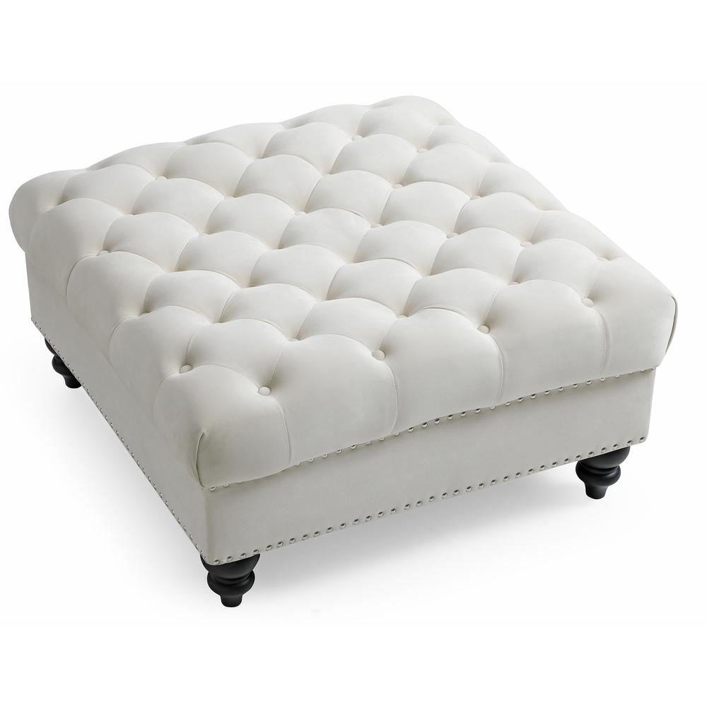 Nola Ivory Tufted Ottoman. Picture 3