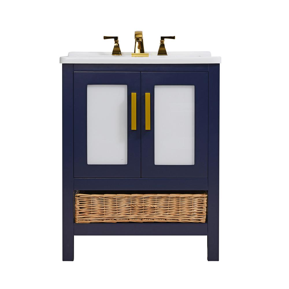 27 in. x 34 in. Dark Blue Engineered Wood Laundry Sink with a Basket Included. Picture 1