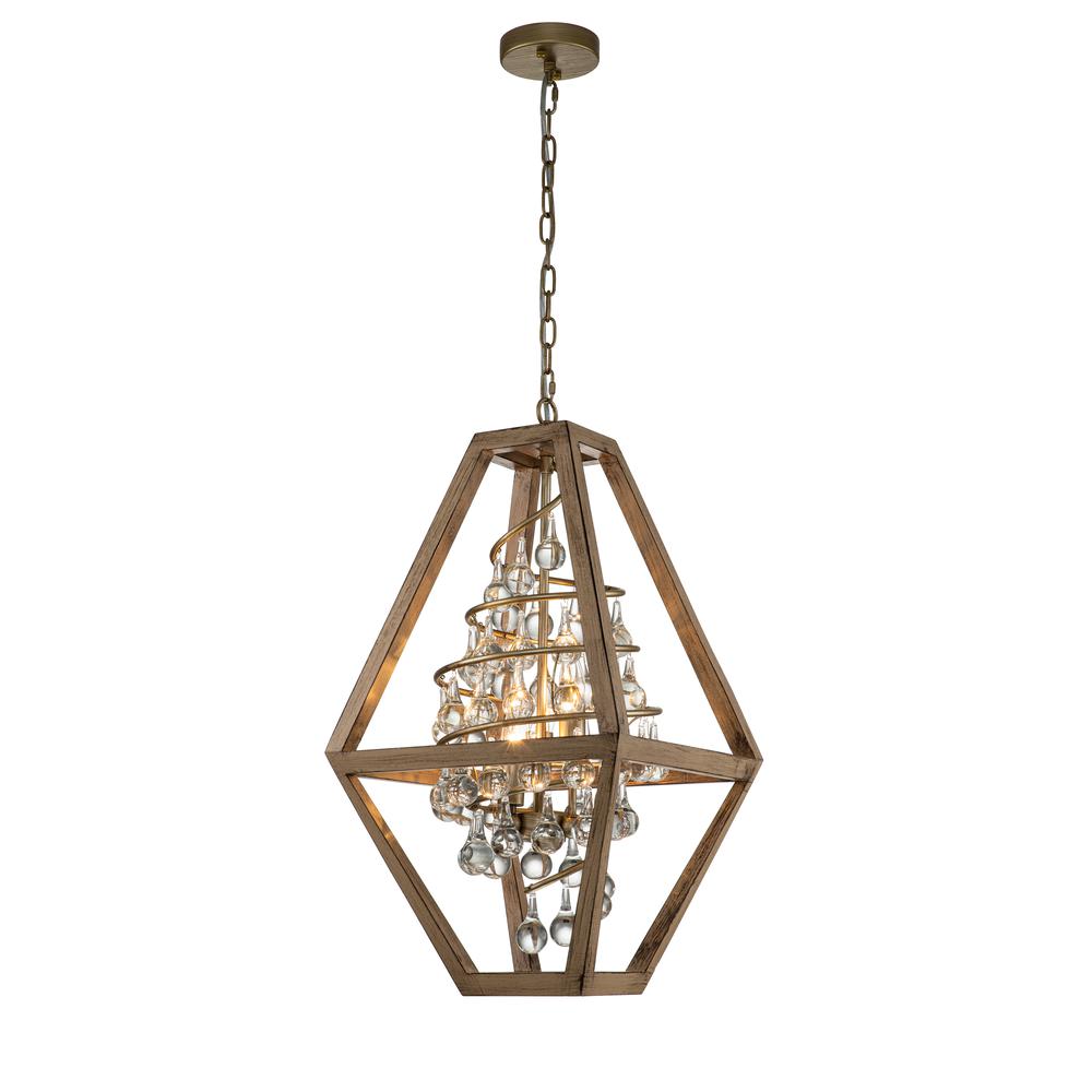 Mildred Farmhouse wooden 3-Light 15" Wide Rustic Chandelier. Picture 2