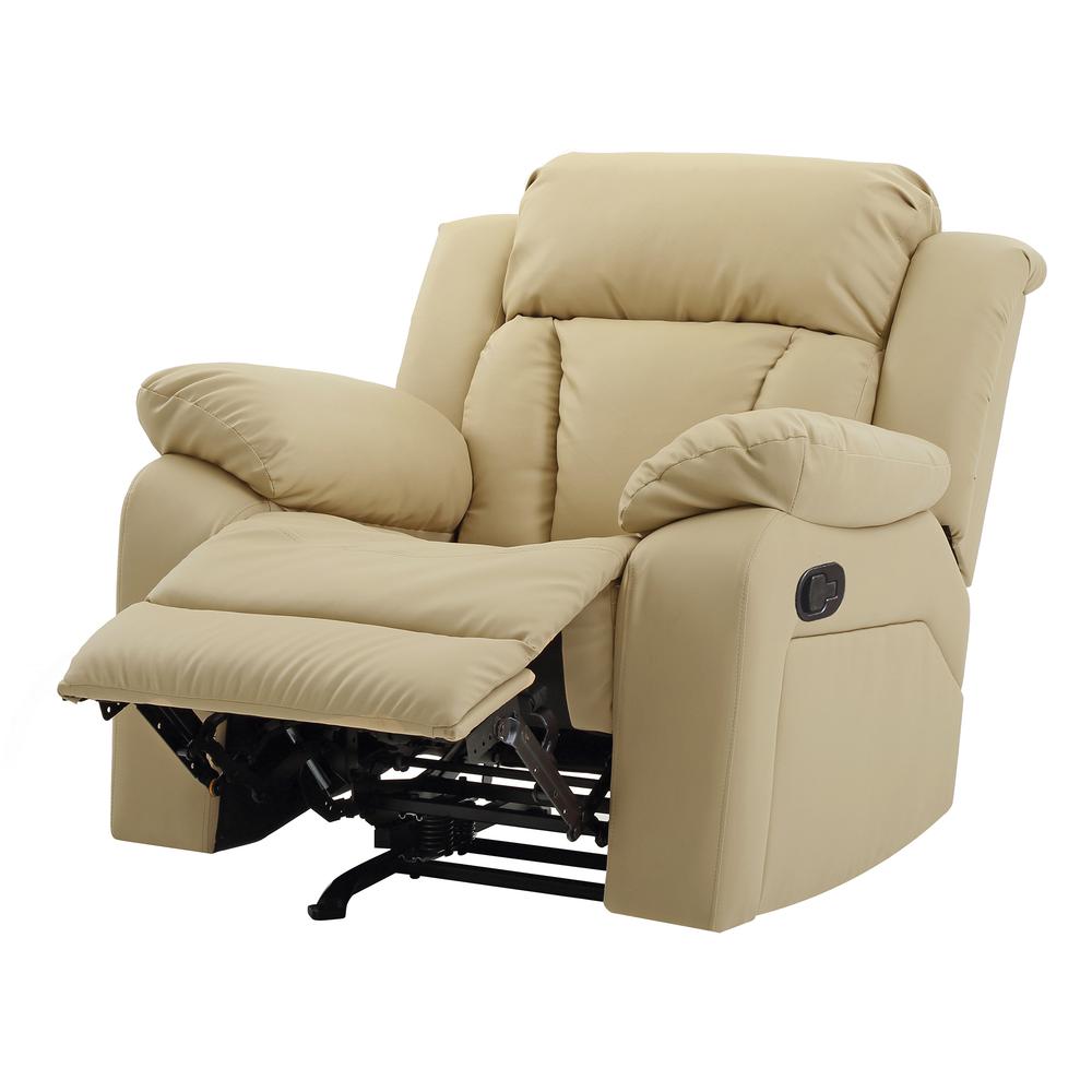 Daria Beige Faux Leather Upholstery Reclining Chair. Picture 1