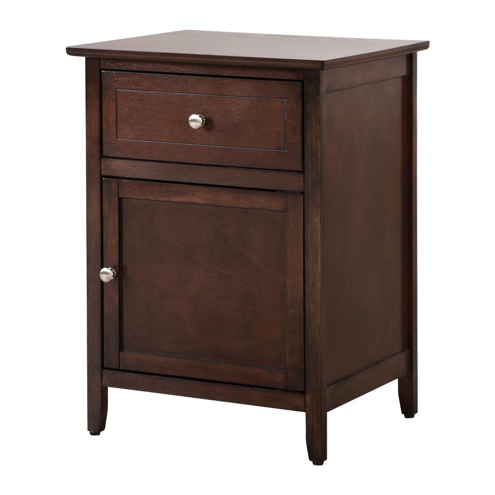 Lzzy 1-Drawer Cappuccino Nightstand (25 in. H x 15 in. W x 19 in. D). Picture 2