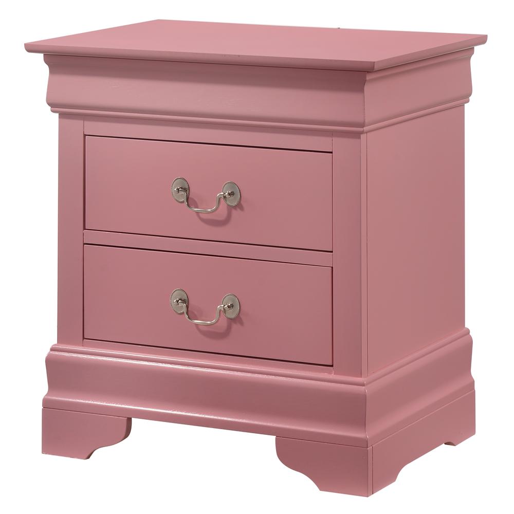 Louis Philippe 2-Drawer Pink Nightstand (24 in. H X 22 in. W X 16 in. D). Picture 2