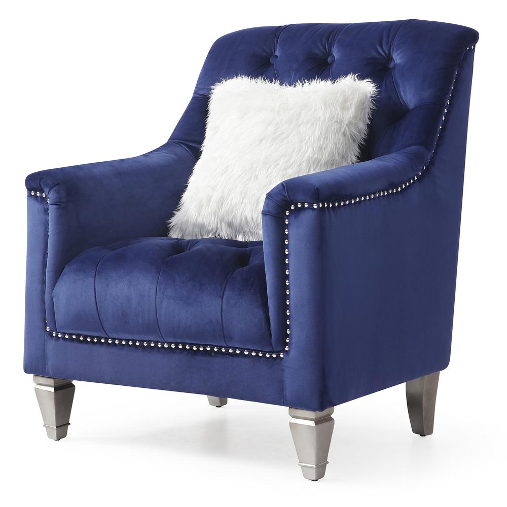 Dania Blue Upholstered Accent Chair. Picture 2