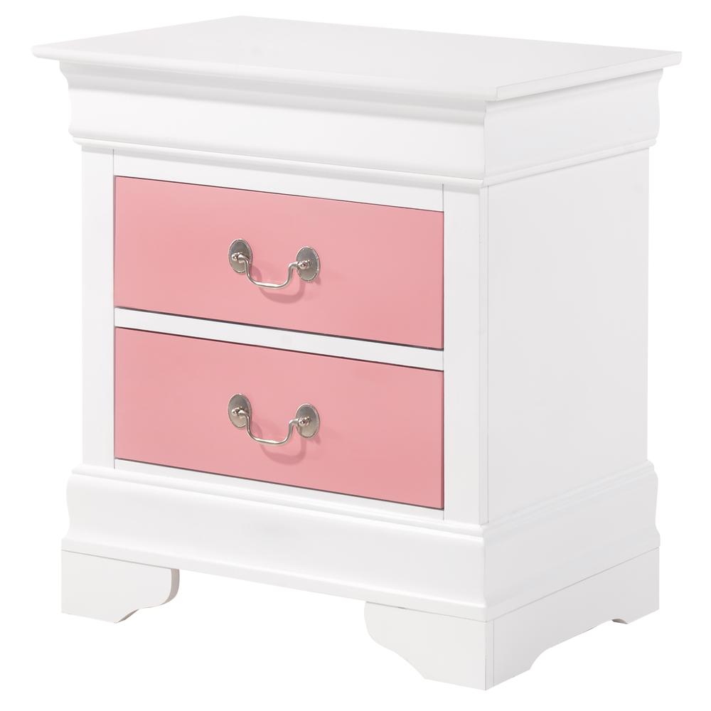 Louis Philippe 2-Drawer Pink and White Nightstand (24 in. H X 22 in. W X 16 in. D). Picture 2