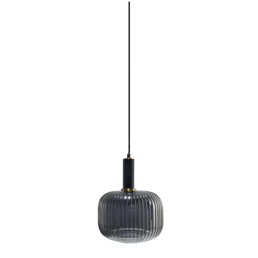 Langley Contemporary Pendant Light Fixture with Grey Glass Shade. Picture 5