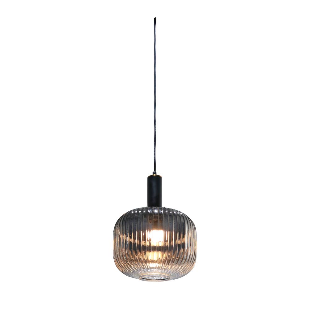 Langley Contemporary Pendant Light Fixture with Grey Glass Shade. Picture 6
