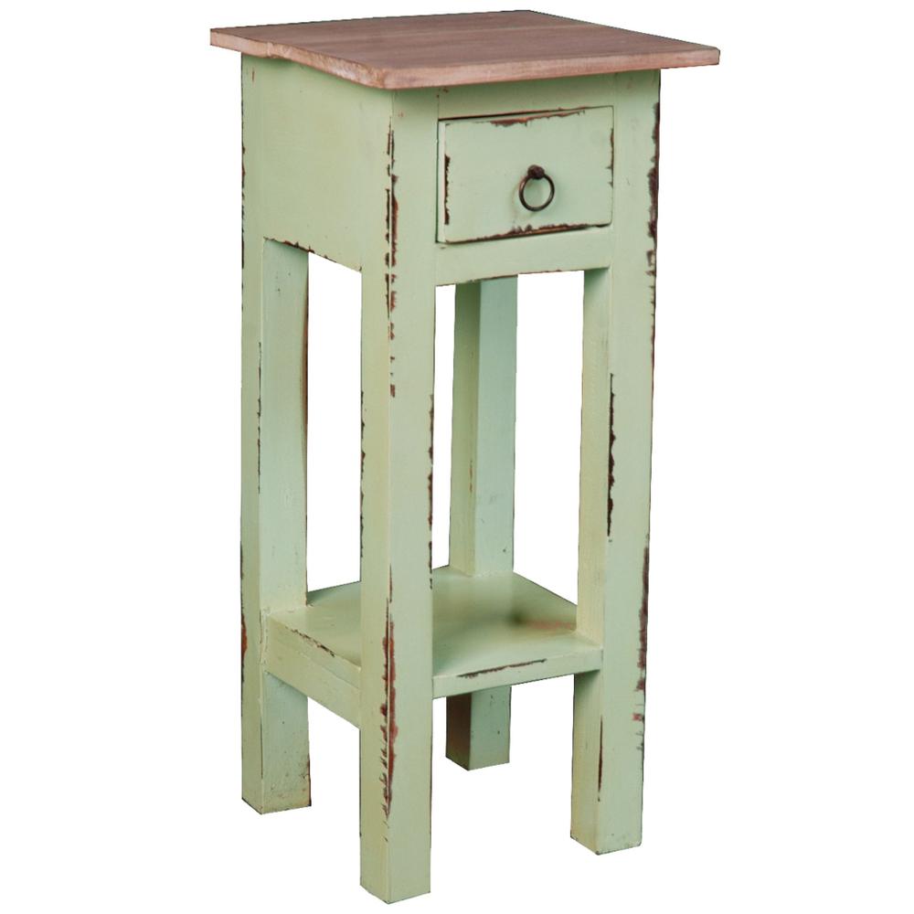 Shabby Chic Cottage 11.8 in. Bahama Square Solid Wood End Table with 1 Drawer. Picture 2