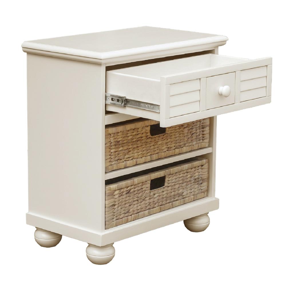 1-Drawer Antique White and Cream Nightstand 28.75 in. H x 25.5 in. W x 15.25 in. D. Picture 3
