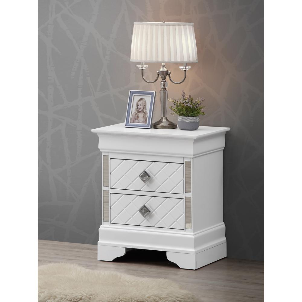 Verona 2-Drawer Silver Nightstand (24 in. H x 16 in. W x 21 in. D). Picture 6