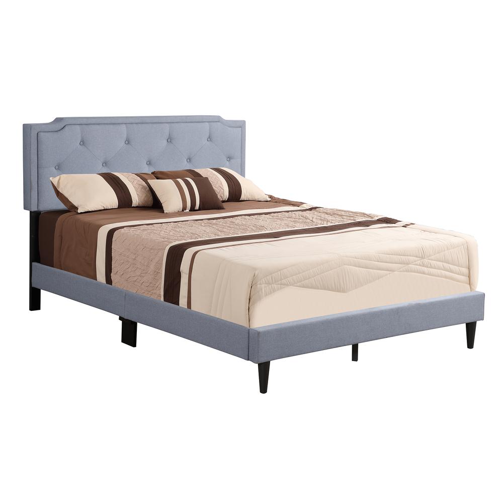 Deb Jewel Blue Tufted Full Panel Bed. Picture 1