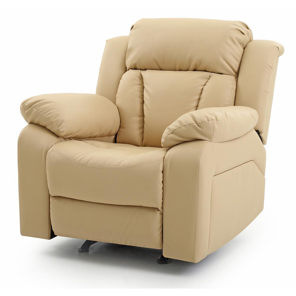 Daria Beige Faux Leather Upholstery Reclining Chair. Picture 3