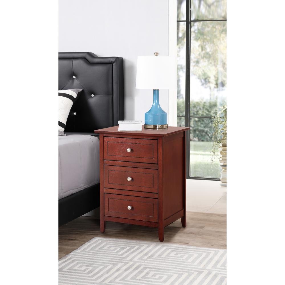 Daniel 3-Drawer Cherry Nightstand (25 in. H x 15 in. W x 19 in. D). Picture 7