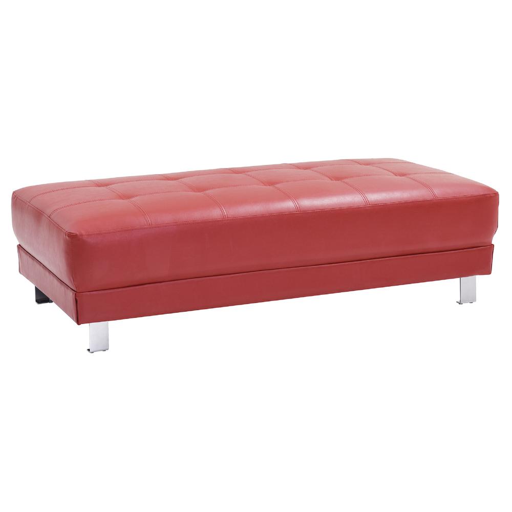 Riveredge Red Faux Leather Upholstered Ottoman. Picture 2